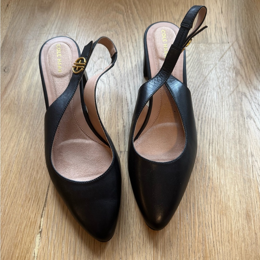 Cole Haan Black Slingback Block Heels